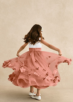 Azazie Vi Flower Girl Dresses MAI TAI A-Line Sleeveless Tulle Dress image3