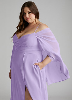 Azazie Cienna Bridesmaid Dresses Lilac A-Line Off the Shoulder Chiffon Dress image11