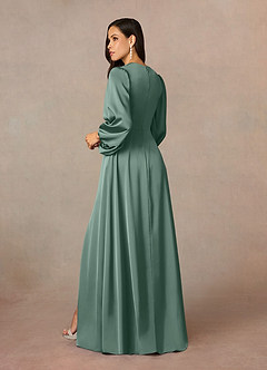 Azazie Luna Mère de la mariée Robes Robe Trapèze en Satin extensible Plissée Eucalyptus image4