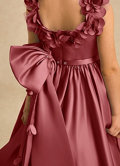 Azazie Eden Blumenmädchenkleider Ballkleid Plissee Matte Satin Kleid Antike Rose image6