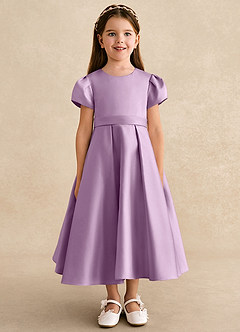 Azazie Princess Flower Girl Dresses Wisteria A-Line Pleated Matte Satin Dress image5