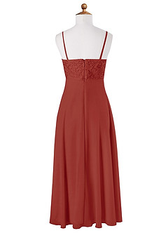 Azazie Sonya Junior Terracotta A-Line Lace Chiffon Dress image6
