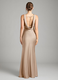 Azazie Rylina Bridesmaid Dresses Taupe Mermaid Stretch Satin Dress image3