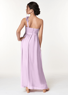 Azazie Flower Junior Frosted Lilac A-Line Pleated Chiffon Dress image6