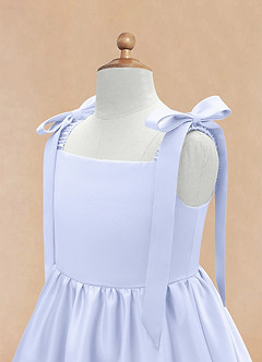 Azazie Chelsie Flower Girl Dresses Lavender A-Line Bow Matte Satin Dress image8