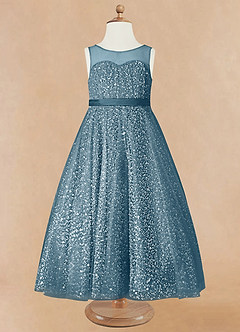 Azazie Siwa Flower Girl Dresses Bermuda A-Line Beaded Tulle Dress image5