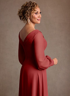 Azazie Paterson Mother of the Bride Dresses Rust A-Line Pleated Chiffon Dress image7