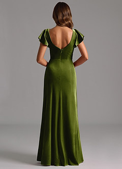 Azazie Omari Bridesmaid Dresses Olive A-Line Pleated Velvet Dress image6