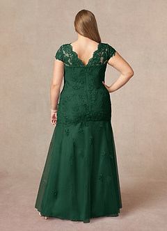 Azazie Marbella Mother of the Bride Dresses Dark Green Mermaid Queen Anne Sequins Lace Dress image9