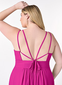 Azazie Farren Bridesmaid Dresses Fuchsia A-Line Pleated Chiffon Convertible Dress image16