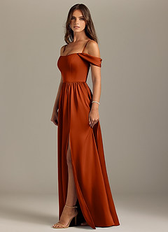 Azazie Calianna Bridesmaid Dresses Paprika A-Line Off the Shoulder Stretch Satin Convertible Dress image6