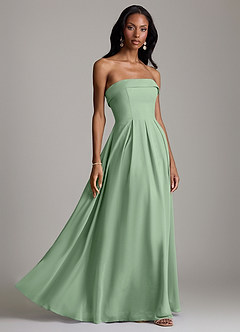 Azazie Lucienne Vestidos de damas de honor Vestido Matcha de Gasa de Línea A Convertible con Palabra de honor image6