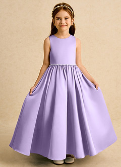 Azazie Daisies Flower Girl Dresses Lilac Ball-Gown Bow Matte Satin Dress image5