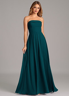 Azazie Lucienne Bridesmaid Dresses Pine A-Line Strapless Chiffon Convertible Dress image3