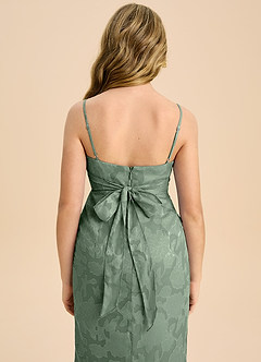 Azazie Mai Junior Etui Plissee Blumen-Burnout Kleid Matcha image7