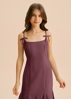 Azazie Evey Junior Abito Sirena in Chiffon Plissettato Sangria image6