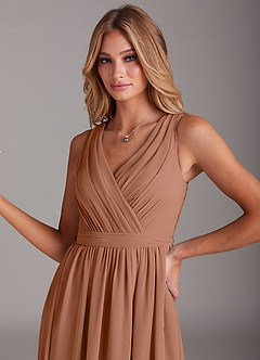 Azazie Kingsley Bridesmaid Dresses Bronzer A-Line Lace Chiffon Dress image6