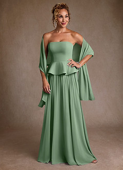Azazie Josabeth Final Sale Matcha A-Line Pleated Chiffon Dress image1