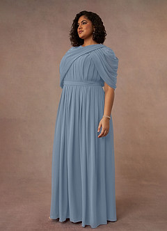 Azazie Olena Mother of the Bride Dresses Dusty Blue A-Line Sequins Chiffon Dress image9