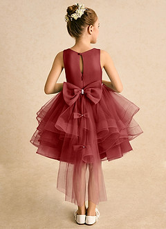 Azazie Tinie Flower Girl Dresses Rust Ball-Gown Bow Tulle Dress image1