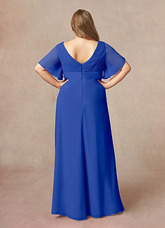 Azazie Alessa Mother of the Bride Dresses Royal Blue A-Line V-Neck Pleated Chiffon Dress image8