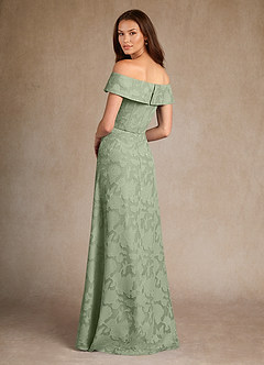Azazie Medford Mother of the Bride Dresses Dusty Sage A-Line Off the Shoulder Floral Burnout Dress image3