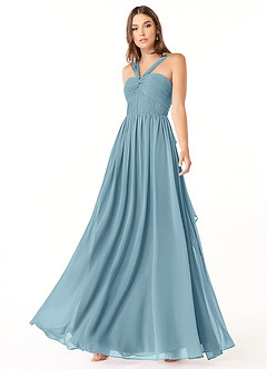 Azazie Dionne Brautjungfernkleider A-Linie Korsett Chiffon Kleid Stimmungsvolles Blau image4