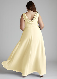 Azazie Karina Bridesmaid Dresses Lemon Sorbet A-Line Pleated Chiffon Dress image9