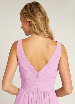Azazie Pierrette Robes de demoiselle d'honneur Robe Trapèze en Mousseline de soie Plissée Rose Bonbon image6
