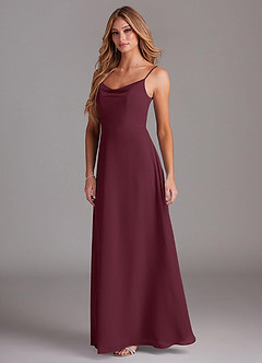 Azazie Daenerys Bridesmaid Dresses Cabernet A-Line Cowl Chiffon Dress image4