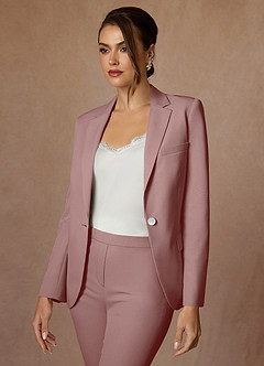 front Kennedy Dusty Rose Structured Stretch Pants Suit