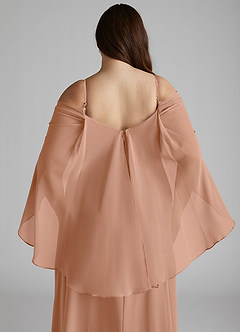 Azazie Cienna Abiti da Damigella Abito A-Line in Chiffon a Spalla Scoperta Champagne Rosa image12