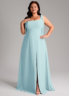 Azazie Debra Bridesmaid Dresses Sea Glass A-Line with Pockets Chiffon Convertible Dress image10