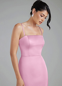 Azazie Tyler Robes de demoiselle d'honneur Robe Fourreau Convertible en Satin extensible Sans bretelles Rose Bonbon image3