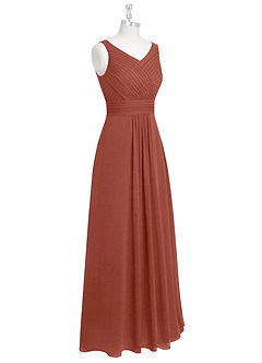 Azazie Pierrette Bridesmaid Dresses Auburn A-Line Pleated Chiffon Dress image9