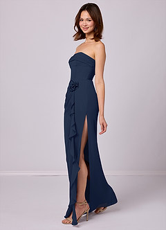 Barbie ♥ Azazie Bridesmaid Dresses Dark Navy Sheath Strapless Chiffon Convertible Dress image2