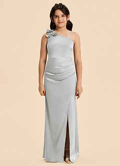 Azazie Remi Junior Etui Seitliche Cut-Outs Stretch-Satin Kleid Silber image7