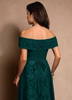 Azazie New Britain Mère de la mariée Robes Robe Trapèze en Blumen-Burnout Plissée Vert Pin image7