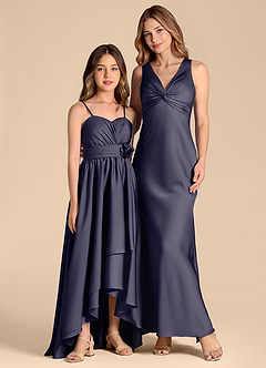 Azazie Catalina Junior Stormy A-Line Sweetheart Neckline Stretch Satin Dress image3