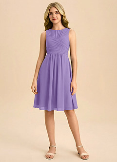 Azazie Skyla Junior Jurk van Chiffon met A-Lijn Geplooid Tahiti image3