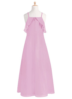 Azazie Dakota Junior Robe Trapèze en Mousseline de soie Épaule décolletée Rose Bonbon image11