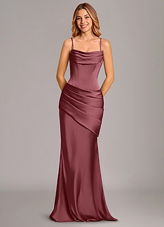 Azazie Pelagia Brudtärnklänningar Klä av Sjöjungfru i Stretch Satin Korsett Desert Rose Konvertibel image6