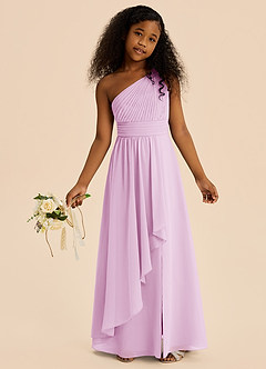 Azazie Skye Junior Candy Pink A-Line Pleated Chiffon Dress image2
