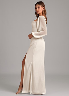 Azazie Brixley Bridesmaid Dresses White Alabaster Mermaid Long Sleeve Chiffon Dress image3