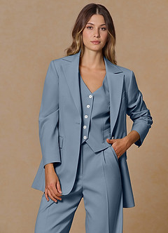 front Rowan Dusty Blue Refined Weave Performance 3-Piece Suit