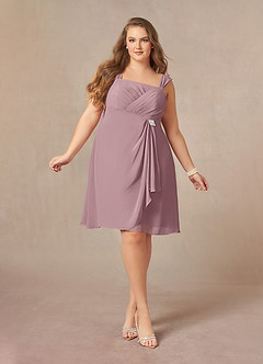 Azazie Olivia Abiti per la Madre della Sposa Abito A-Line in Chiffon Plissettato con Scollo Quadrato Rosa Polverosa image9