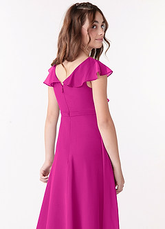 Azazie Posie Junior A-Linie Gestreift Chiffon Kleid Fuchsia image5