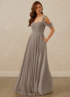 Christian Siriano Bridal for Azazie 1013 Bridesmaid Dresses Taupe A-Line Off the Shoulder Chiffon Dress image1