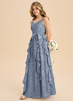 Azazie Peyton Junior Klä av A-Line i Blommig Utbrändhet Plisserad image5