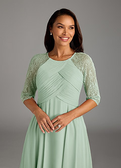 Azazie Dorothea Mother of the Bride Dresses Agave A-Line Scoop lace Chiffon Dress image4